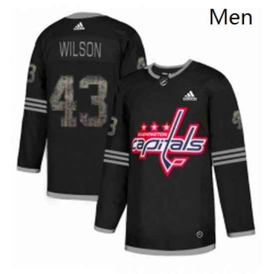 Mens Adidas Washington Capitals 43 Tom Wilson Black Authentic Classic Stitched NHL Jersey